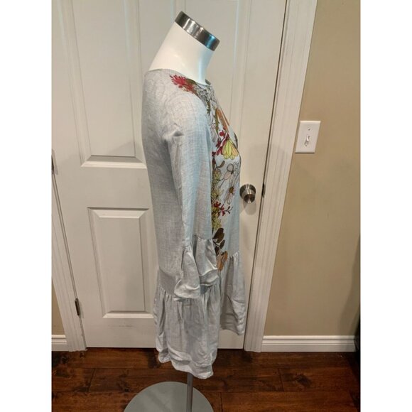 Zara Trafaluc Gray Floral Long Sleeve Mini Dress, Size XS - Picture 3 of 6
